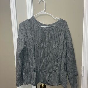 Charlotte Russe Distressed Gray Sweater